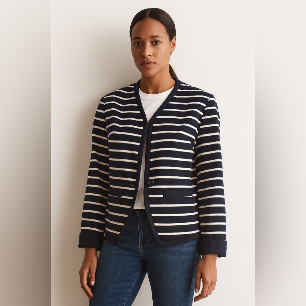 The limited Navy Striped Blazer